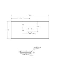 Столешница из керамогранита под накладную раковину 1000x460х20 мм KEP-100-MNO-W0 BelBagno