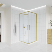 Душевой угол раздвижной E3-G-11080-01-C9 1100х800x1950 Цвет профиля Золото брашинг Стекло  Прозрачное Veconi