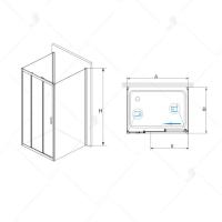 Душевой уголок RGW PA-73 (PA-13 + Z-050-2) прямоугольный  100*100*195 06087300-011 профиль Хром стекло Прозрачное 5 мм RGW