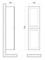 PLATINO  Шкаф подвесной с двумя распашными дверцами, Светло-серый матовый, 400x300x1500 AM-Platino-1500-2A-SO-GCM