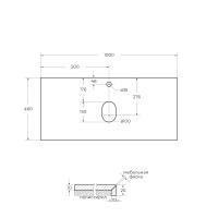 Столешница из керамогранита под накладную раковину 1000x460х20 мм KEP-100-MGL BelBagno